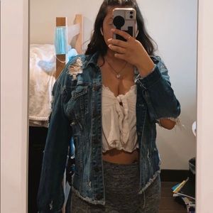 Distressed denim jacket